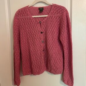 L.L. Bean Women's Pink Open-Knit Cardigan